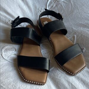 Steve Madden Black Sandals with Silver Accents